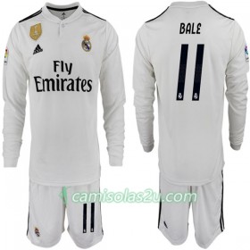Camisolas de Futebol Real Madrid BALE 11 Criança Equipamento Principal 2018/19 Manga Comprida